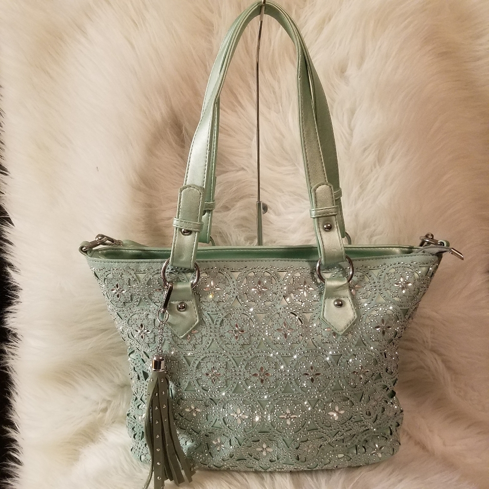 MINT RHINESTONE SHOULDER BAG